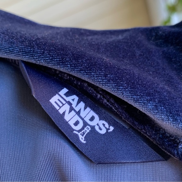 Lands End Velvet Turtleneck Dress Women’s L 14-16 Blue Pockets Long Sleeve - Picture 8 of 10
